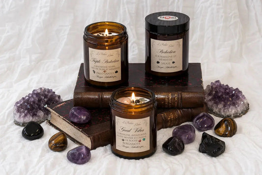 Lithothérapie & Bougies : Quand la Flamme Révèle le Pouvoir des Pierres Naturelles - L'Atelier Ginko - Boutique en Ligne