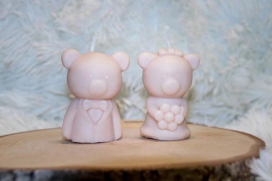Bougie artisanale mariage Couple Mariés Ours - L'Atelier Ginko - Boutique en Ligne