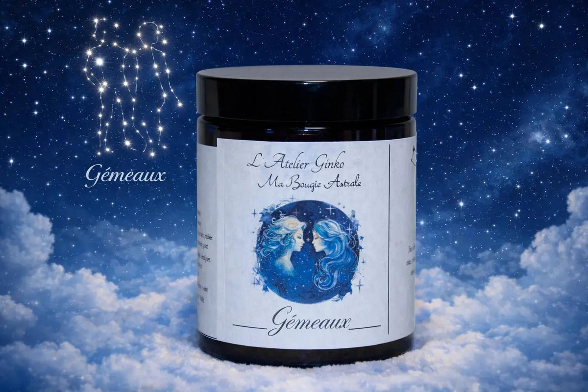 Bougie Astrologique Gémeaux cire soja signe du zodiaque artisanale - L'Atelier Ginko