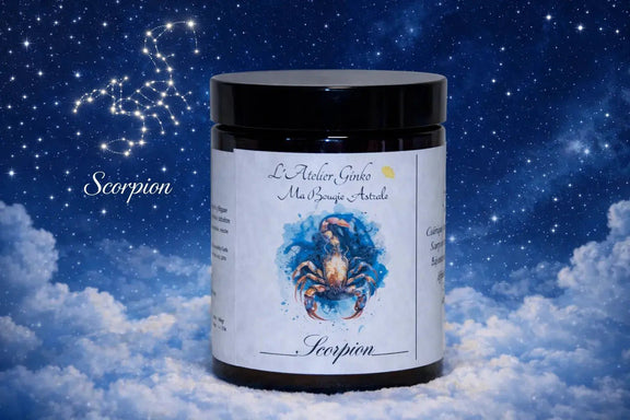 Bougie Astrologique Scorpion cire soja signe du zodiaque artisanale - L'Atelier Ginko