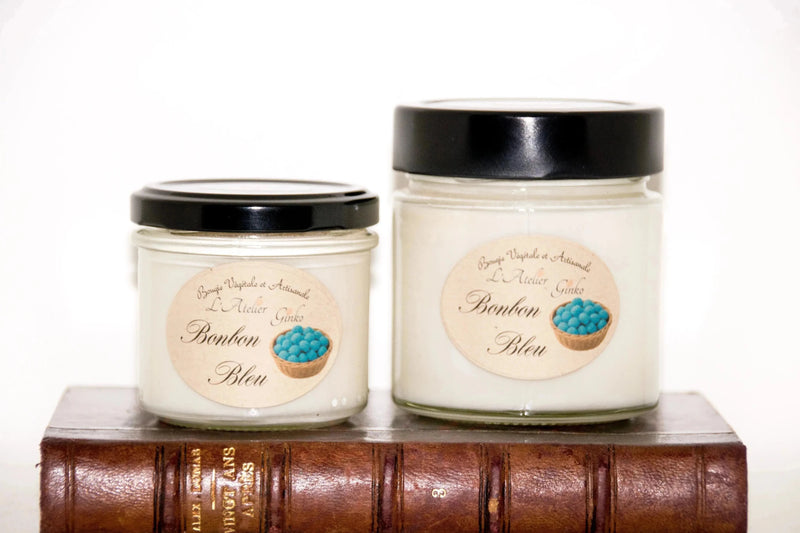 Bougie parfumée Bonbon Bleu cire de soja artisanale - L'Atelier Ginko