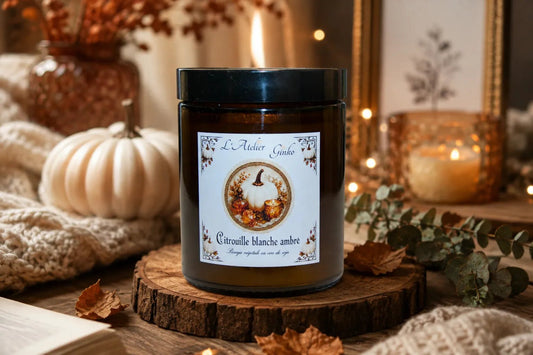 Bougie parfumée Citrouille Blanche Ambrée - L'Atelier Ginko - Boutique en Ligne