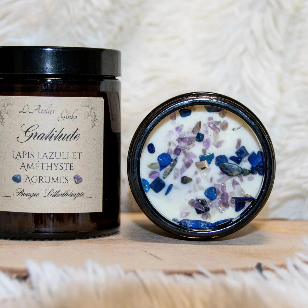 Bougie parfumée Lithothérapie Gratitude - L'Atelier Ginko - Boutique en Ligne