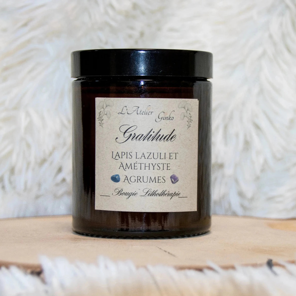 Bougie parfumée Lithothérapie Gratitude - L'Atelier Ginko - Boutique en Ligne