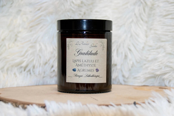 Bougie parfumée Lithothérapie Gratitude - L'Atelier Ginko - Boutique en Ligne