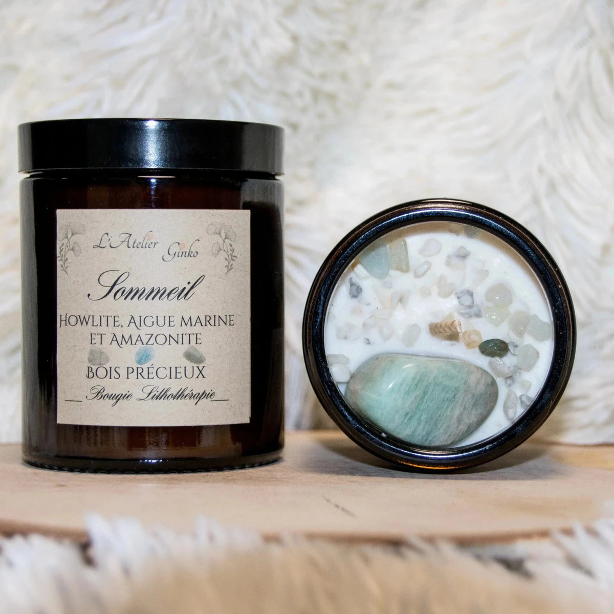 Bougie parfumée Lithothérapie Sommeil - L'Atelier Ginko - Boutique en Ligne