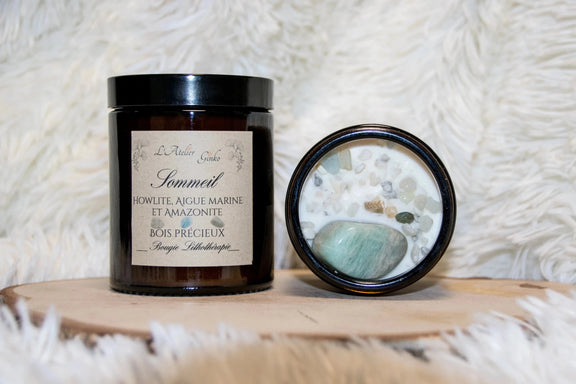 Bougie parfumée Lithothérapie Sommeil - L'Atelier Ginko - Boutique en Ligne