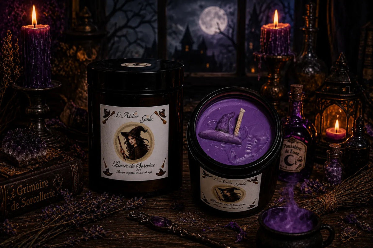 Bougie parfumée Lueur de Sorcière – Cire de soja artisanale - L'Atelier Ginko - Boutique en Ligne