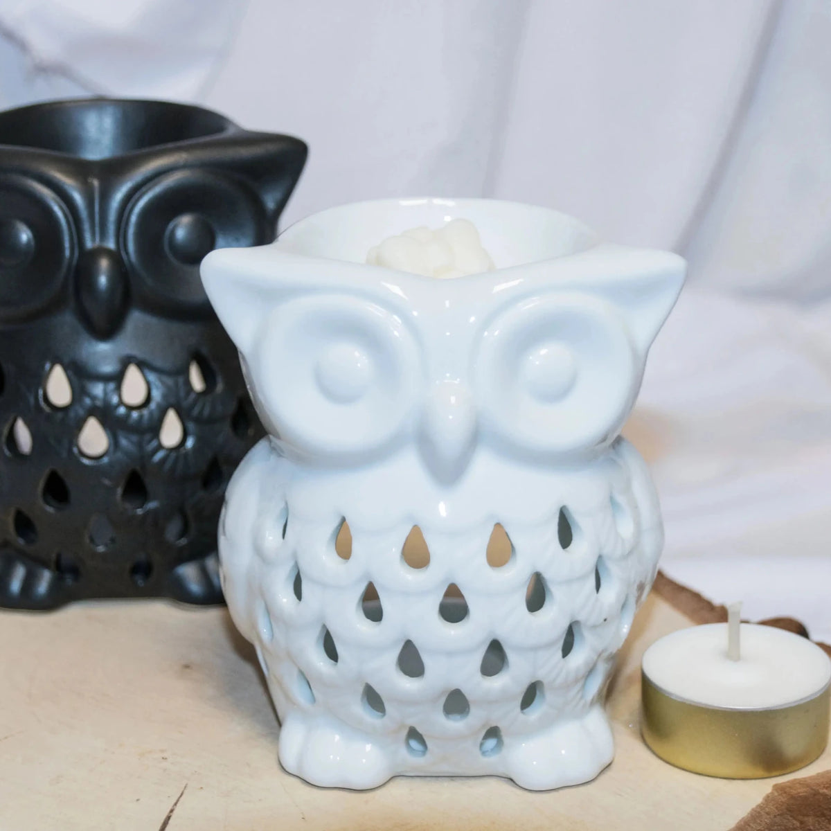Brûle-parfum céramique Hibou artisanal vue principale - L'Atelier Ginko